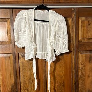 White Lace Trimmed Women's Top